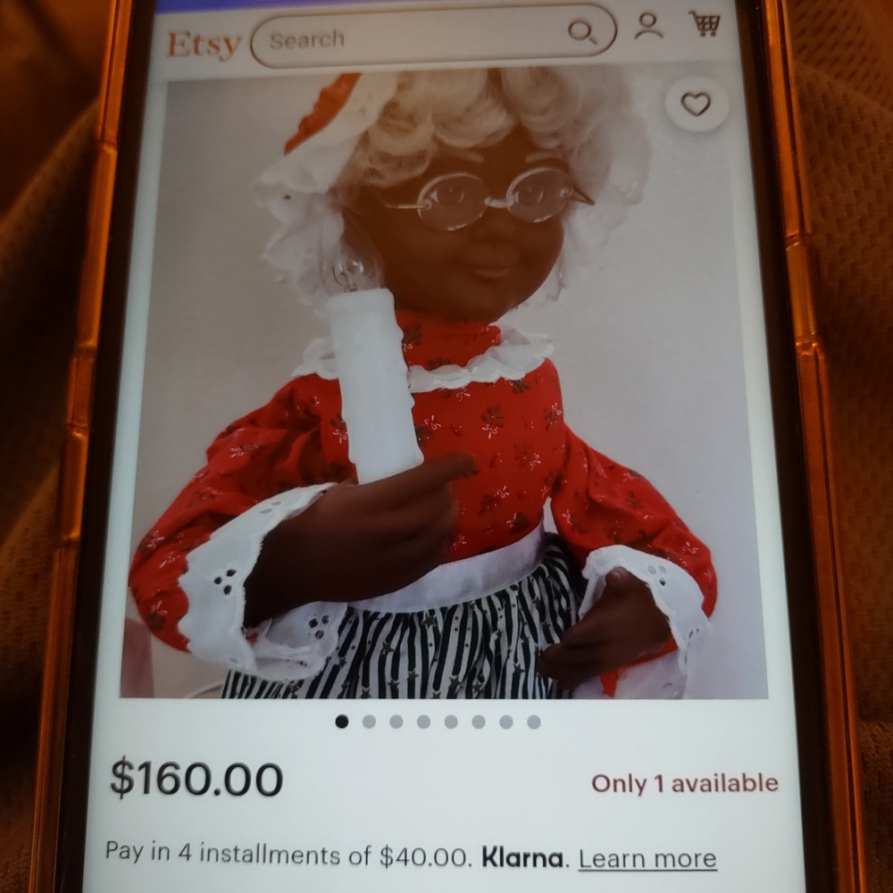 Vintage African Amer. Christmas Grandmother Doll Lights Up